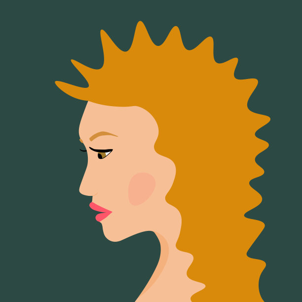 一个时尚女人的肖像。一个欧洲黑发女人的侧面头像。女孩的脸。平面设计的登陆页，横幅，社交媒体头像。颜色矢量图图片下载