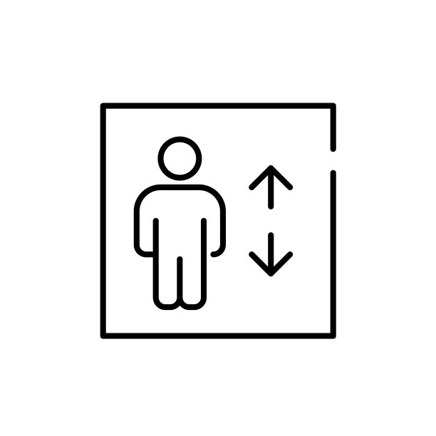 电梯里有人，有上下箭头。像素完美矢量图标图片下载