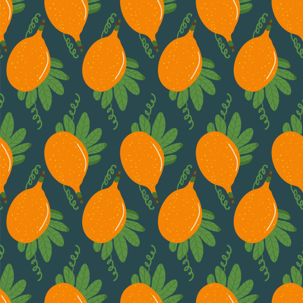 Granadilla无缝图案。热带水果层出不穷的背景。黄百香果重复盖。异国风情的西番莲环饰瓦。矢量手绘平面插图。图片下载
