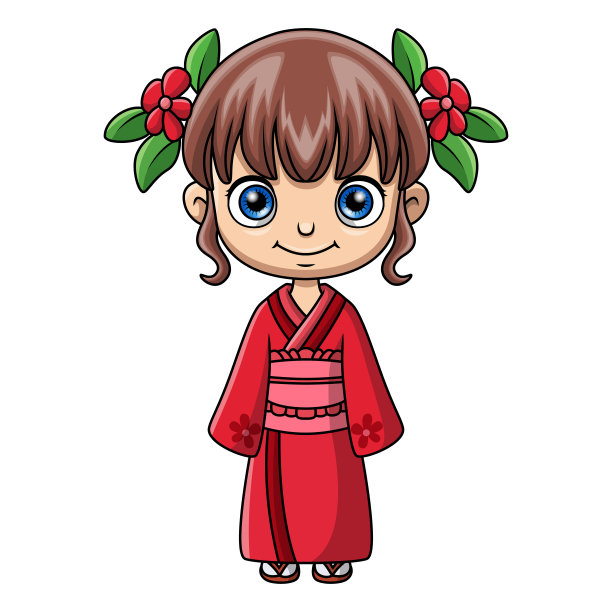 可爱的女孩穿着服装和服图片下载