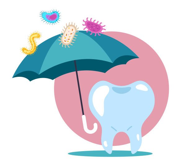 齿字采用伞式护牙隔离概念。矢量图形设计插图图片下载