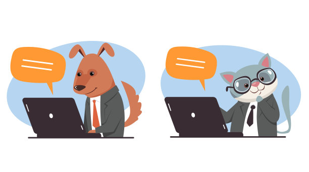 商务办公室经理动物办公桌员工概念。矢量平面图形设计插图图片下载