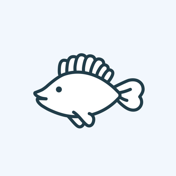 可爱的鱼矢量图标在平面风格。海鲜、野生动物、家庭水族宠物的象征。为您的设计勾勒象形图。农场标志元素。具有可编辑笔画的孤立插图图片下载