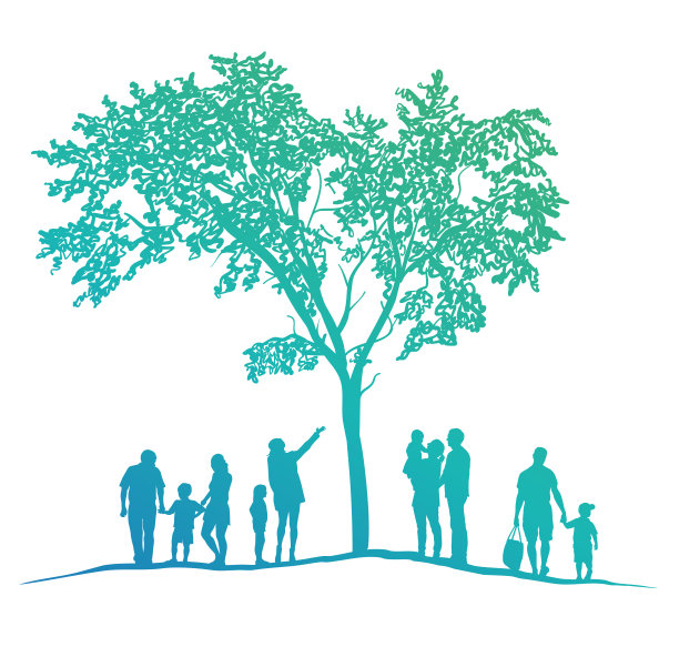 自然爱好者社区剪影蓝色图片下载