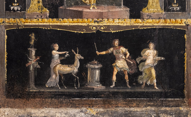 庞贝壁画为纪念女神黛安娜而献上一只牡鹿图片下载