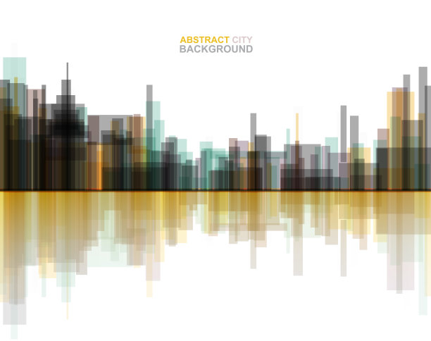 抽象色彩渐变动态城市建筑天际线图案背景图片下载