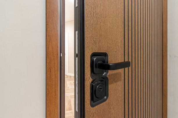 安全。一户人家的门。部门内装甲门上的锁特写。强化门图片下载