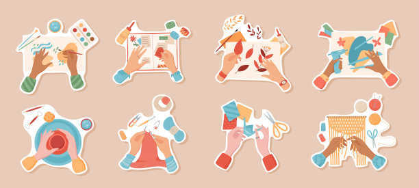 五彩缤纷的手工制作活动贴纸图片下载