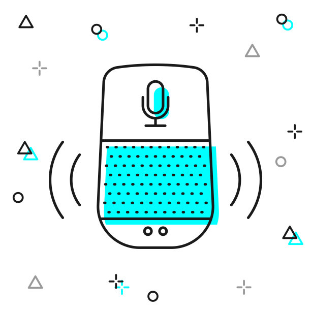 语音助手-智能扬声器。白色背景上的线图标图片下载