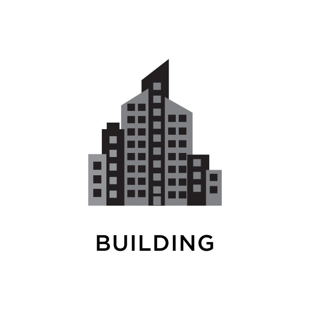 建筑图标矢量平面风格的标志设计插图图片下载