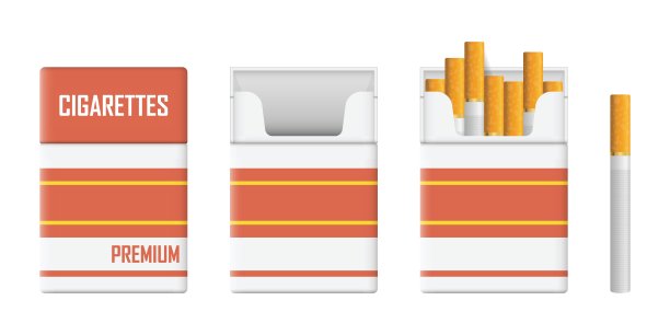 包香烟图标在平面风格。吸烟矢量插图孤立的背景。烟盒招牌经营理念。图片下载