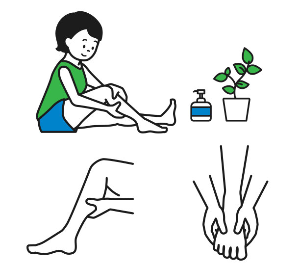 一个女人按摩她的脚的插图。图片下载