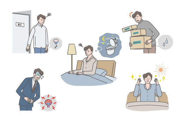 男性泌尿问题(尿漏，残尿感，夜尿症，膀胱炎)插图集图片下载