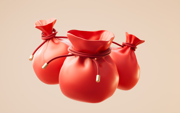 打开红色卡通节日包，3d渲染。图片下载