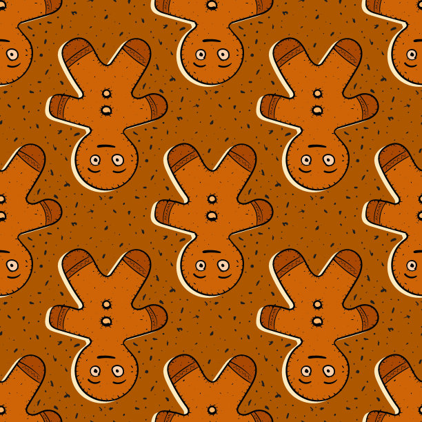 无缝重复图案的姜饼人的数字图片下载