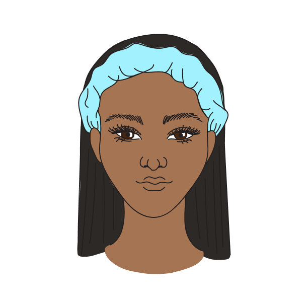 一个女人的脸部轮廓画，头上缠着绷带。深色皮肤和棕色眼睛的混血女性在家庭美容前的概念图片下载