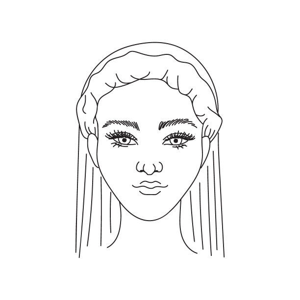 一个女人的脸部轮廓画，头上缠着绷带。妇女观念之前的家庭美容护理图片下载