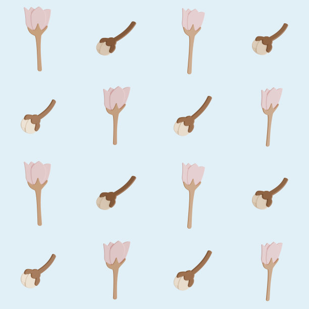 一个无缝模式的鸡蛋花和苹果花在一个光滑的形状花卉概念的蓝色背景，3D插图图片下载