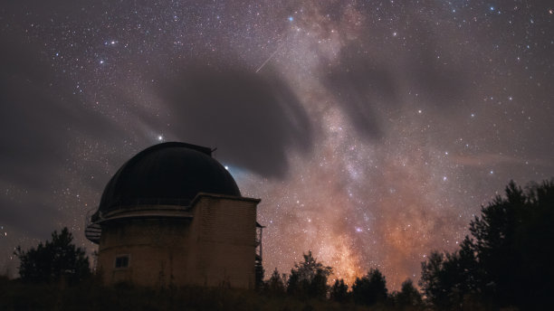 望远镜圆顶上方的银河图片下载