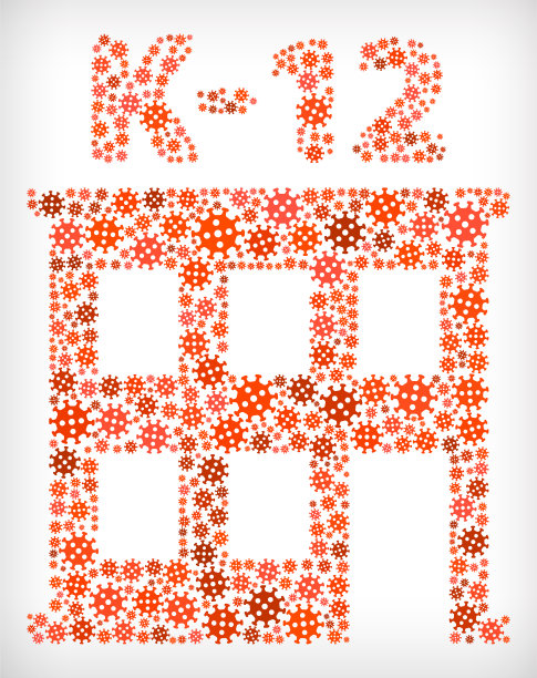 K-12学校流感冠状病毒图标模式图片下载