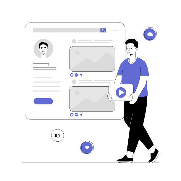 影响者将新照片发布到在线博客，创建内容，收集赞和心。社交媒体内容营销。矢量插图与线的人的网页设计。图片下载