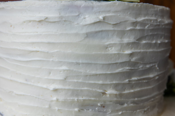 一张特写照片，一只白色质朴的手刮着婚礼蛋糕图片下载