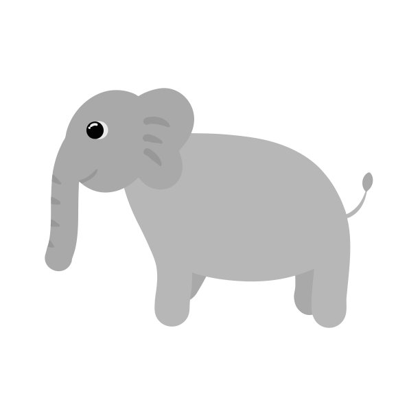 可爱的大象微笑插画图片下载