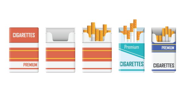 包香烟图标在平面风格。吸烟矢量插图孤立的背景。烟盒招牌经营理念。图片下载