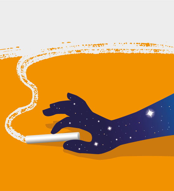 宇宙手绘粉笔白色背景图片下载