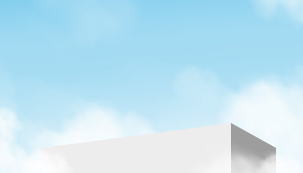 天蓝，云背景与3D白色，灰色的产品讲台显示，矢量模板横幅抽象构图的最小设计展示样机场景背景目前的化妆品图片下载