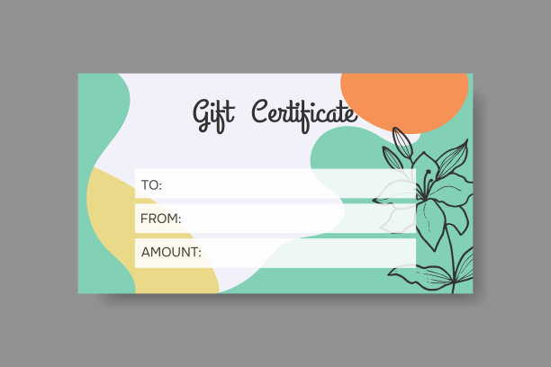 礼品券模板在抽象的风格。证书模板沙龙，水疗中心，画廊，商店。图片下载