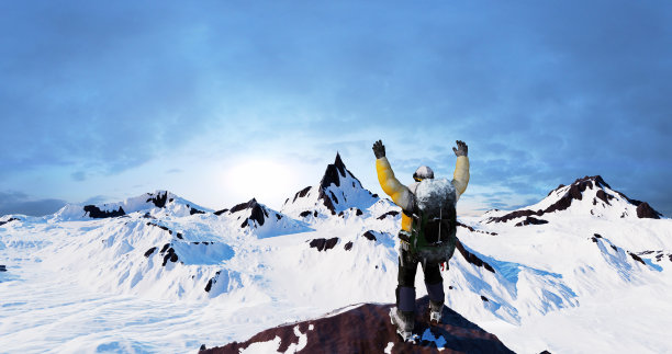 征服恐惧，征服高峰:登山者在山上的终极胜利图片下载