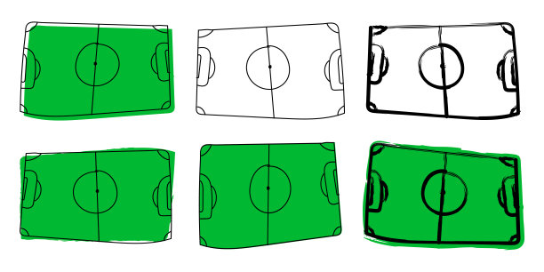 手绘足球场地。矢量图图片下载