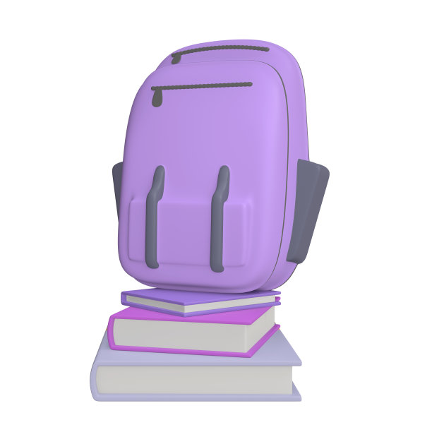 学校教育概念3d渲染。回到学校。集书包、书本、铅笔3d渲染图片下载