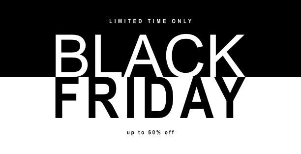 黑色星期五排版横幅。黑色星期五现代线性排版文字插图孤立的黑色背景。设计模板黑色星期五销售横幅。图片下载