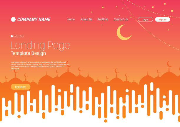 伊斯兰的概念。网站登陆页模板设计，抽象现代设计的网站矢量股票插图图片下载