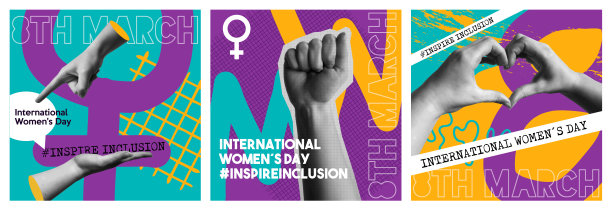 3月8日国际妇女节拼贴插画图片下载