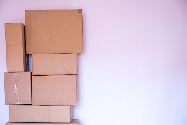 搬到新家的卡通箱堆图片下载