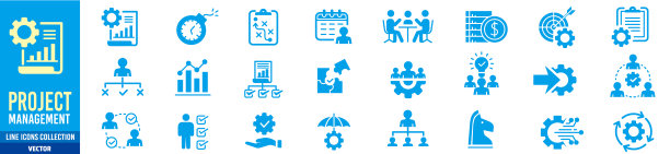 项目管理图标集合。可编辑的笔画图标集合。矢量图图片下载