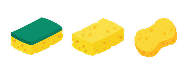 海绵擦洗。洗碗工具矢量插图图片下载