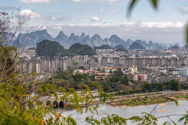 中国广西桂林山水公园的航拍照片图片下载