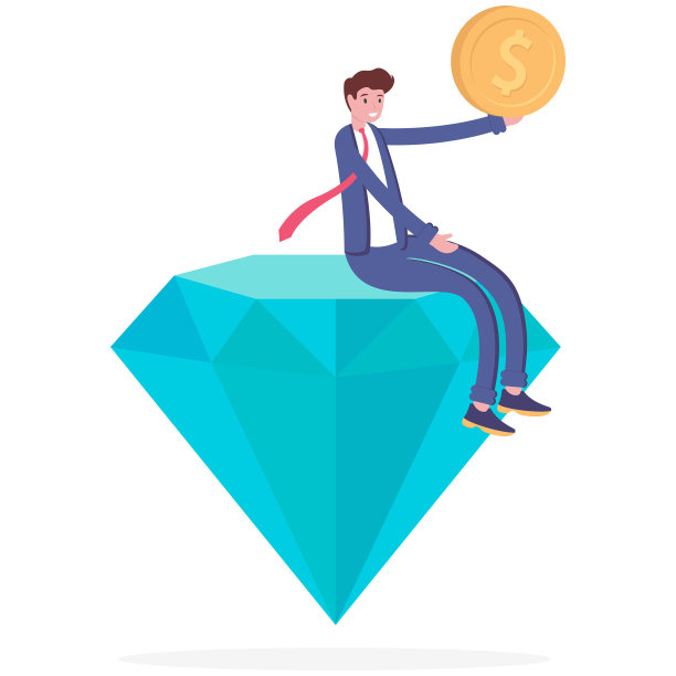 优质优质的产品。提高产品质量以增加利润、收入和销售额。产品创新。一个拥有硬币和钻石的商人。插画概念设计。向量元素图片下载