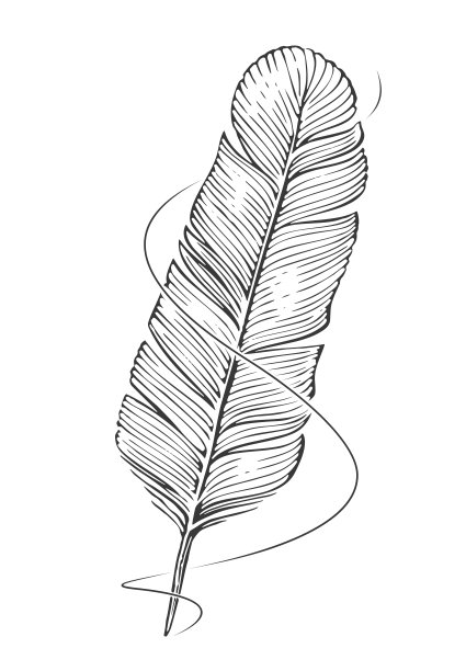 羽毛笔和墨水线。剪贴画矢量草图。手绘复古图图片下载