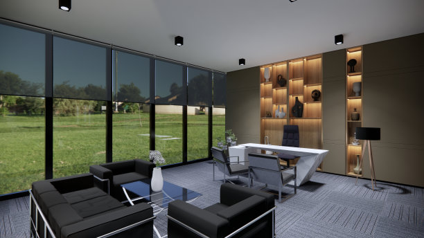 室内空现代阁楼办公室开放空间现代办公室镜头。现代开放式大堂及接待区会议室设计。3D渲染。图片下载