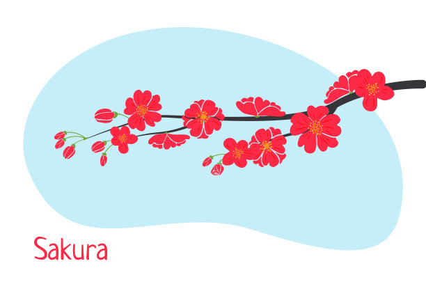 苹果，樱桃粉花枝。樱花简单的矢量插图贺卡，礼品卡，海报，婚礼邀请，网页横幅，春季销售广告，园艺，节日装饰。图片下载