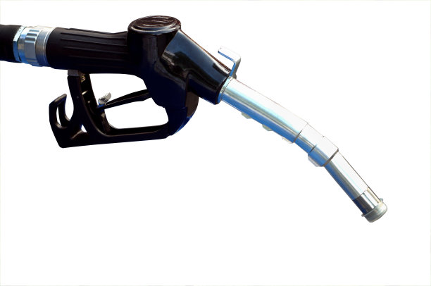 白色背景上的汽车自动加油喷嘴图片下载