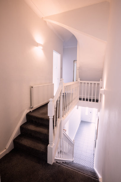 维多利亚式联排别墅的楼梯和平台图片下载