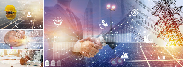 电气工程师技术员和首席执行官商务人员会面后握手。图片下载