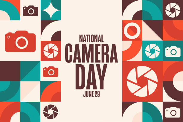 全国摄影日。6月29日。节日的概念。模板的背景，横幅，卡片，海报与文字铭文。矢量EPS10插图。图片下载