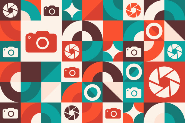 全国摄影日。6月29日。无缝几何图案。模板的背景，横幅，卡片，海报。矢量EPS10插图。图片下载